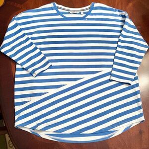 NWOT Vineyard Vines Pieced Deluxe Blue White Striped Tee T Shirt Top MEDIUM